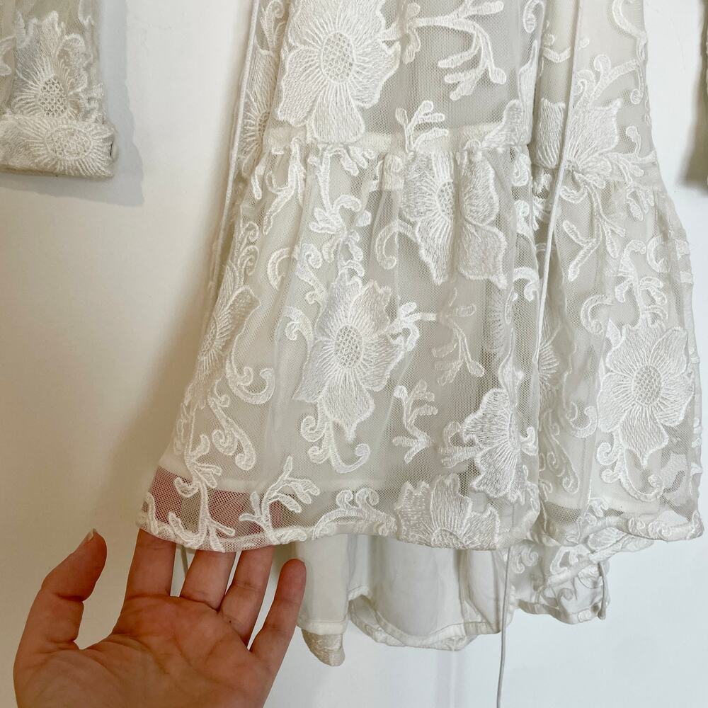 For Love & Lemons Jolene Lace Up Dress White And Bridal Shower Bachelorette sz S - Picture 7 of 15